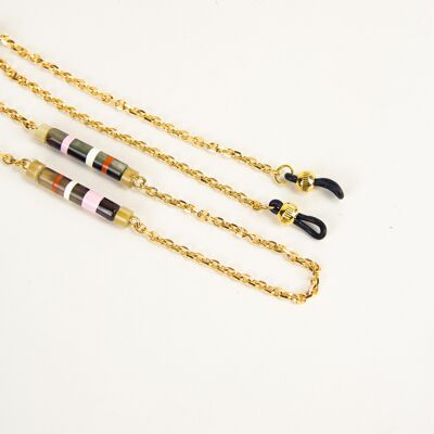Glasses chain Capsule in brass, sabot and tricolor lacquer