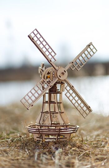 Moulin à vent mécanique 3D DIY Eco Wood Art, 2130, 34 x 19,5 x 40 cm 3