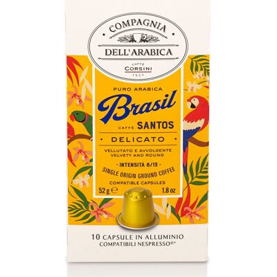 Café Santos du Brésil - 10 capsules en aluminium (compatibles Nespresso®) Compagnia Dell'Arabica