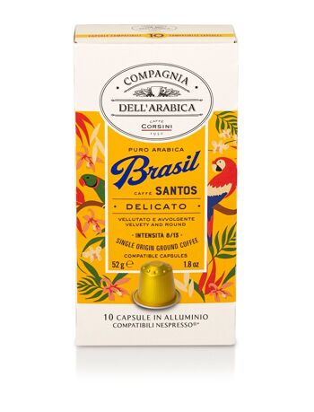 Café Santos du Brésil - 10 capsules en aluminium (compatibles Nespresso®) Compagnia Dell'Arabica