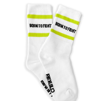 Chaussettes Unisexe "Born To Fight" - Blanc