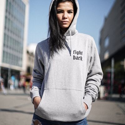 "Fight Back" Oversized Hoodie - Grau