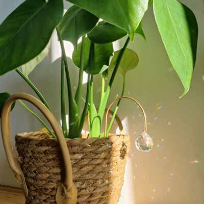 SILVER Suncatcher à planter décoration pour plantes en laiton et cristal de verre
