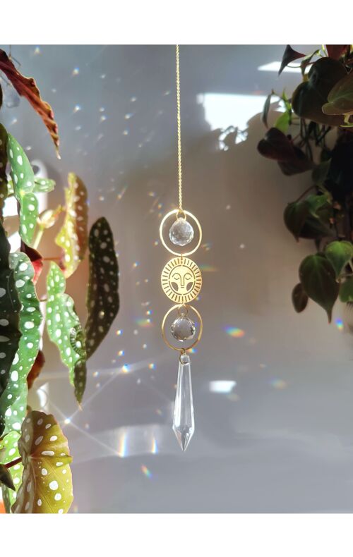 SUNNY Double suncatcher in gold stainless steel and glass crystal