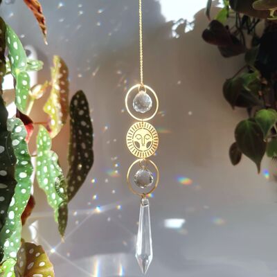 SUNNY Double suncatcher in gold stainless steel and glass crystal