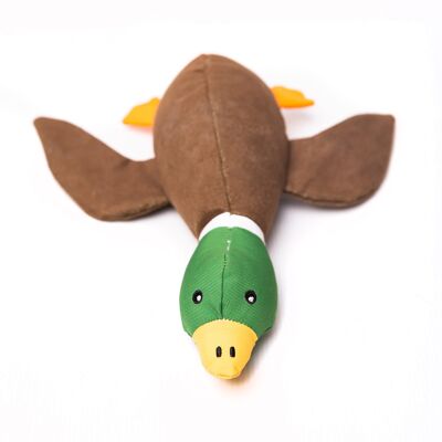 Doppellagiges Hundespielzeug aus recyceltem Kunststoff in Form einer Ente (ohne Quietscher)