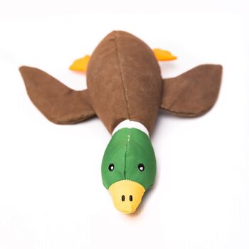 Jouet pour chien en peluche en plastique recyclé à double couche de canard (SANS SQUEEKER) 1