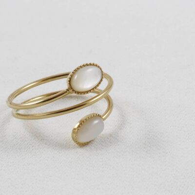 Bague Louise Duo - Blanc Nacre