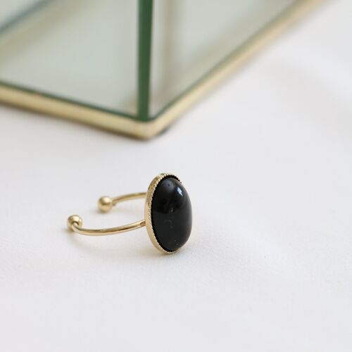 Bague Louise grand modèle - Noir onyx