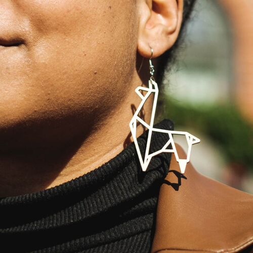 Wooden llama earrings