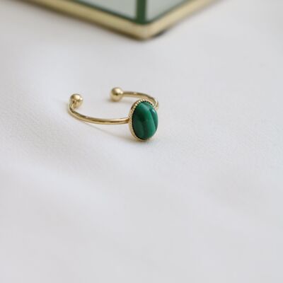 Bague Louise Ajustable - Vert Aventurine