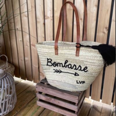 "Bombasse" basket with long black pompom