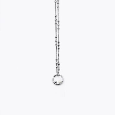 Collier médaille Saturne 10mm - Plaqué palladium