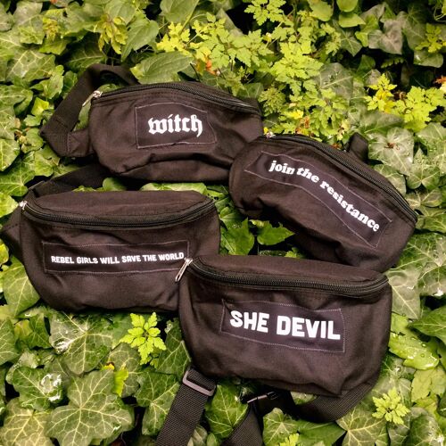 Fanny pack / Bum bag / Shoulder bag / Hip Bag  with Feminist Screen Printed Patch