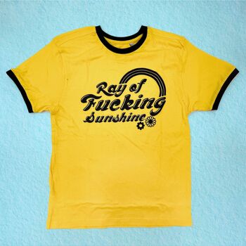 Ray of Fucking Sunshine T-shirt en coton imprimé à la main 1