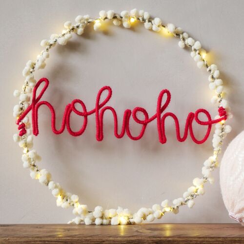 Ho Ho Ho Fairy Light Wreath