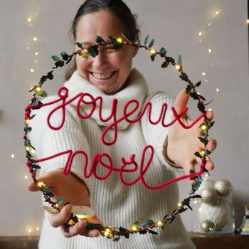 Couronne lumineuse féerique Joyeux Noël Holly 1