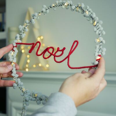 Noël Pom Pom Fairy Light Kranz