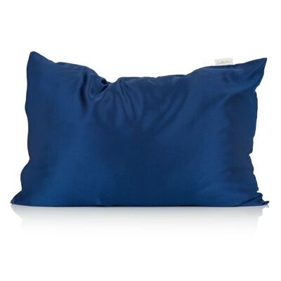 Funda de almohada de seda azul oscuro