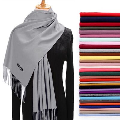 Grey Cashmere Blend Oversized Scarf