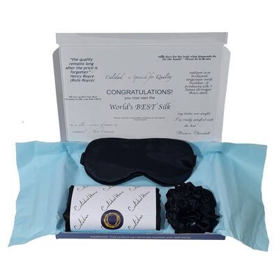 Black Silk Pillowcase Eye Mask & Scrunchies Collection