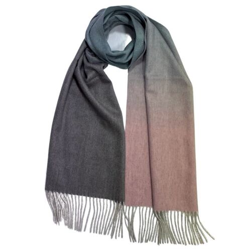 Pink/Light Grey Gradient 100% Cashmere Scarf (large)