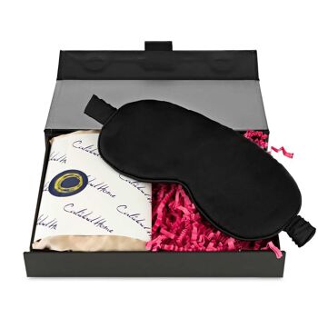 Coffret cadeau taie d'oreiller en soie et masque pour les yeux - Bleu clair 1