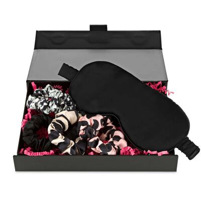 Masque pour les yeux en soie et chouchous dans une boîte cadeau - Tie-dye regular