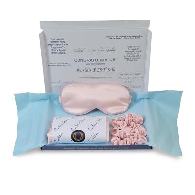 Light Pink Silk Pillowcase Eye Mask & Scrunchies Collection