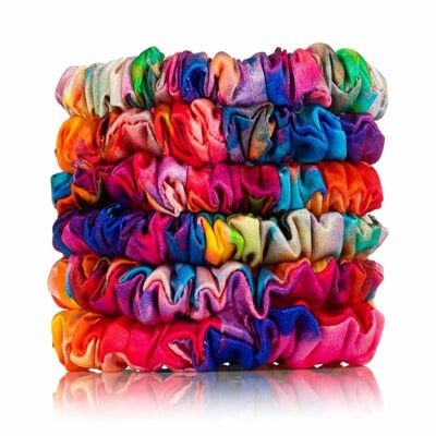 Scrunchies de seda Tie-Dye (6 skinny)