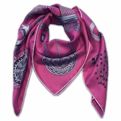 Pink Jewel Print Schal aus 100 % Seiden-Twill