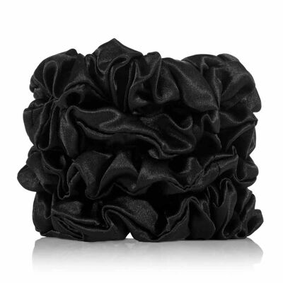 Scrunchies De Seda Negro 4 Regular