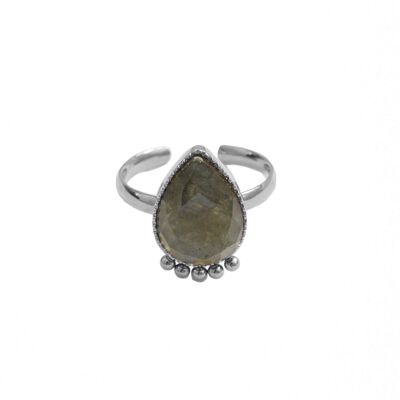 Bague fine Aya - Argent - Labradorite