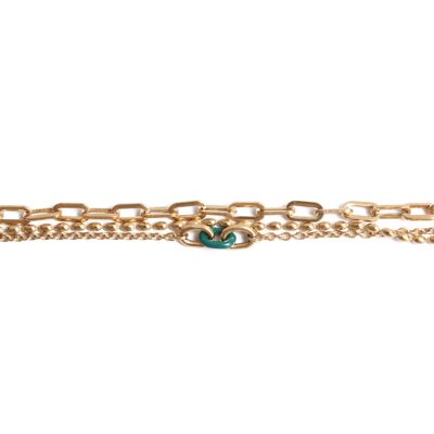 Caria Chain Bracelet - Green Enamel