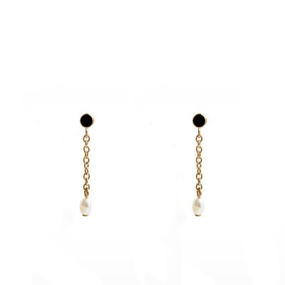 Boucles d'oreilles pendantes Sira - Email Noir