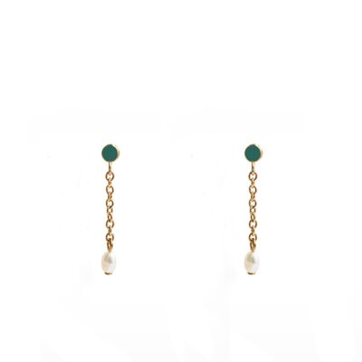 Sira dangling earrings - Green Enamel