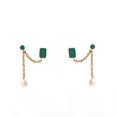 Ash drop earrings - Green Enamel