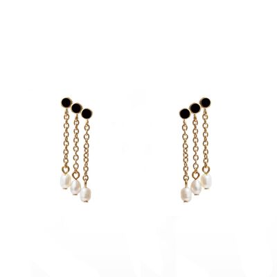 Boucles d'oreilles pendantes Nolia - Email Noir