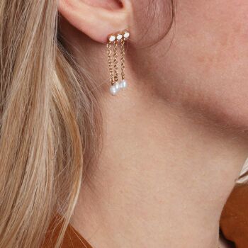 Boucles d'oreilles pendantes Nolia - Email Terracotta 3