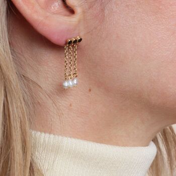 Boucles d'oreilles pendantes Nolia - Email Terracotta 4
