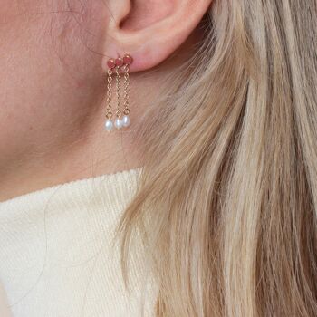 Boucles d'oreilles pendantes Nolia - Email Terracotta 5