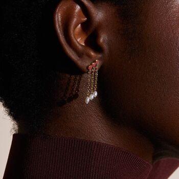 Boucles d'oreilles pendantes Nolia - Email Terracotta 6