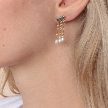 Boucles d'oreilles pendantes Nolia - Email Terracotta 7