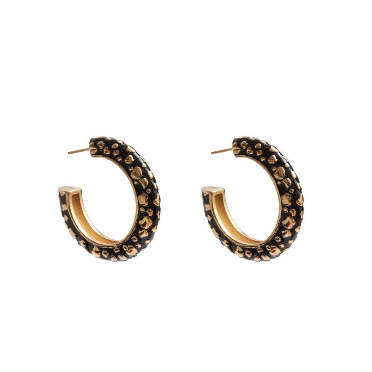 Pendientes de aro Cephus - Esmalte negro