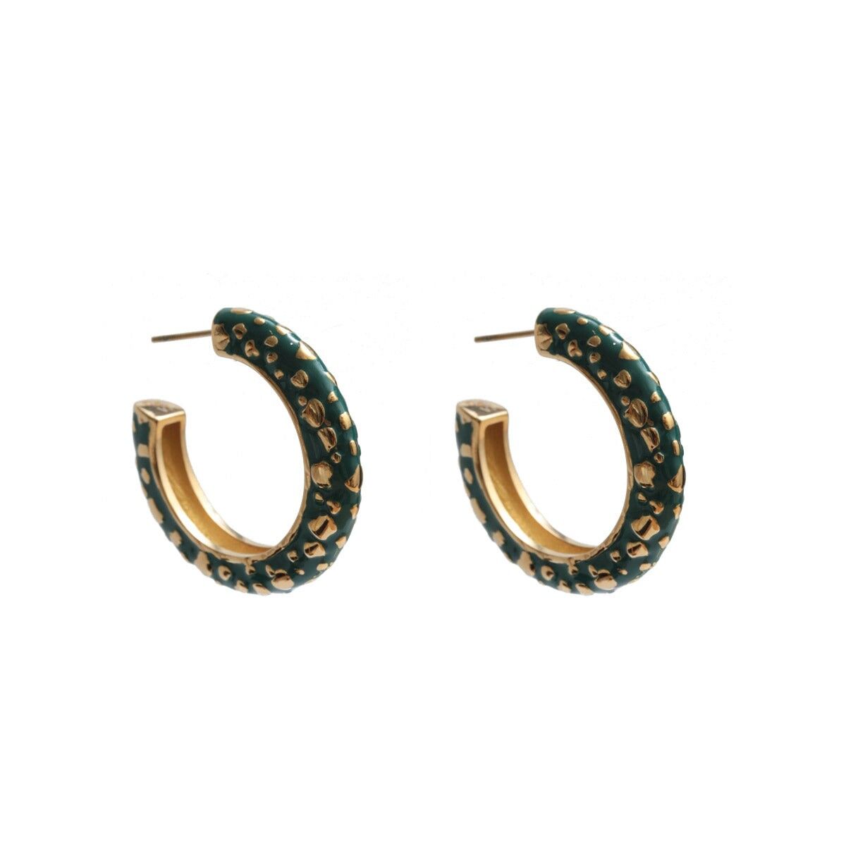 Pendientes de aro Cephus - Esmalte verde
