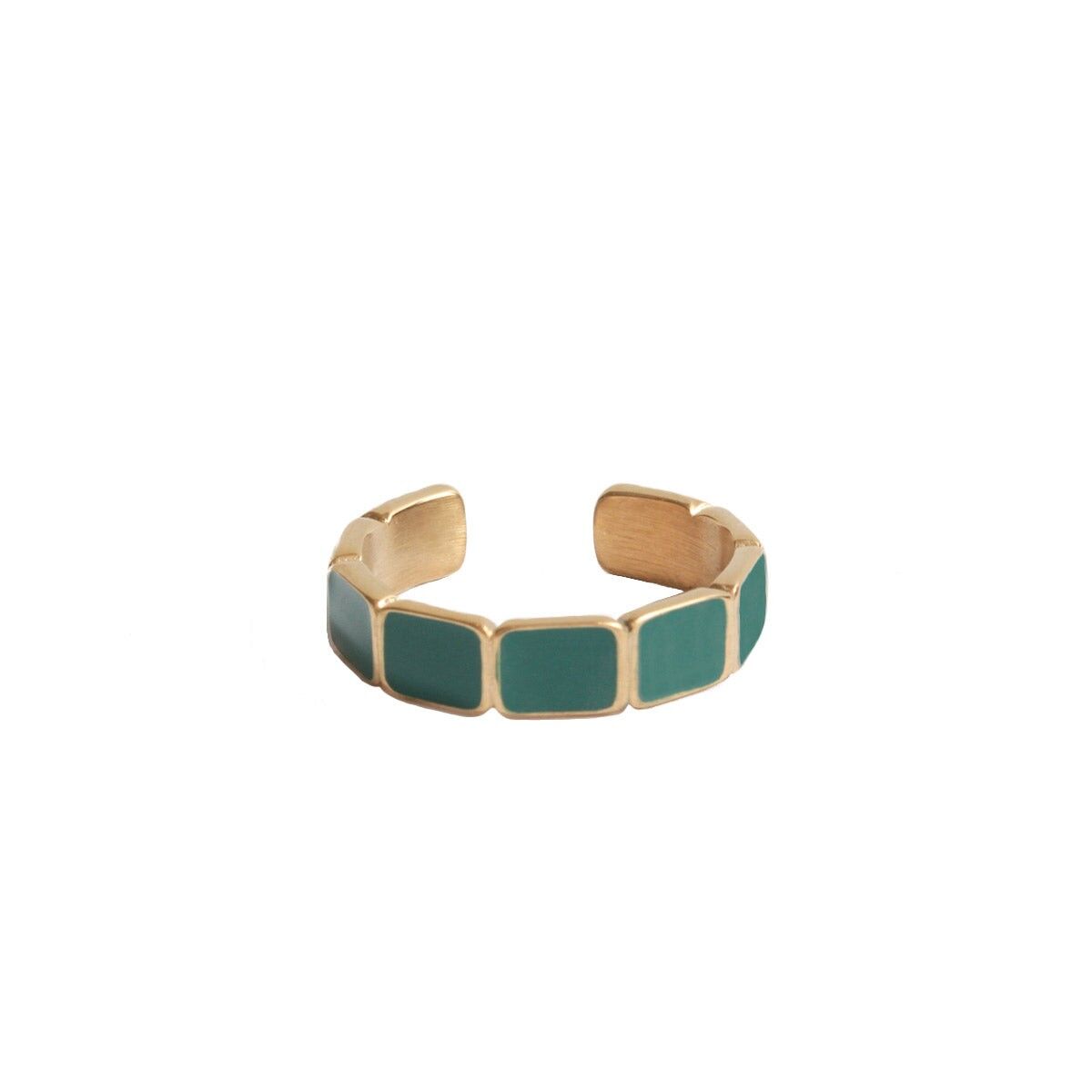 Anillo fino Azia - Esmalte verde