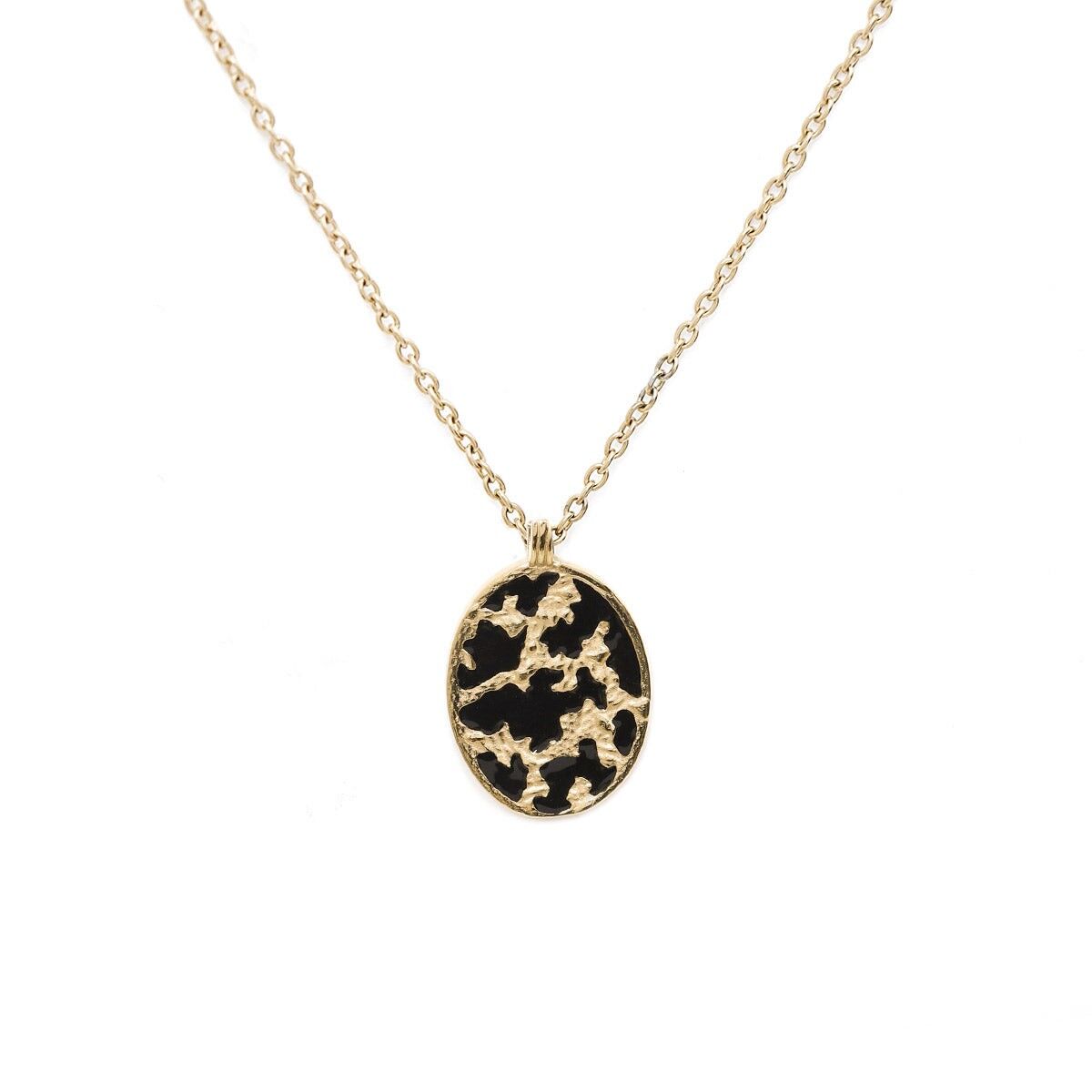 Collar de cadena Chara - Esmalte negro