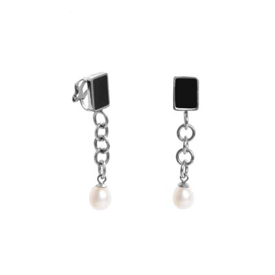 Boucles d'oreilles pendantes Zaniah - Argent - Clip (Oreilles non-percées)