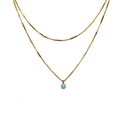 Hedelia chain necklace - Gold - Turquoise