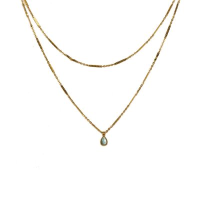 Hedelia chain necklace - Gold - Amazonite